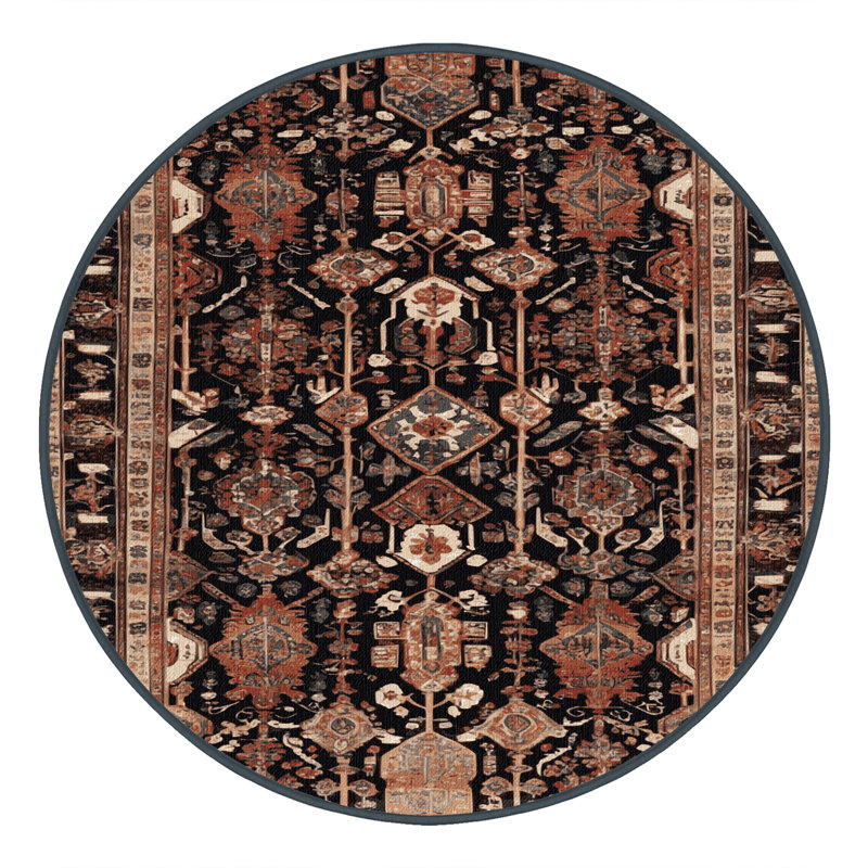 Tapis brun lavable à la machine, Rond 5 pi