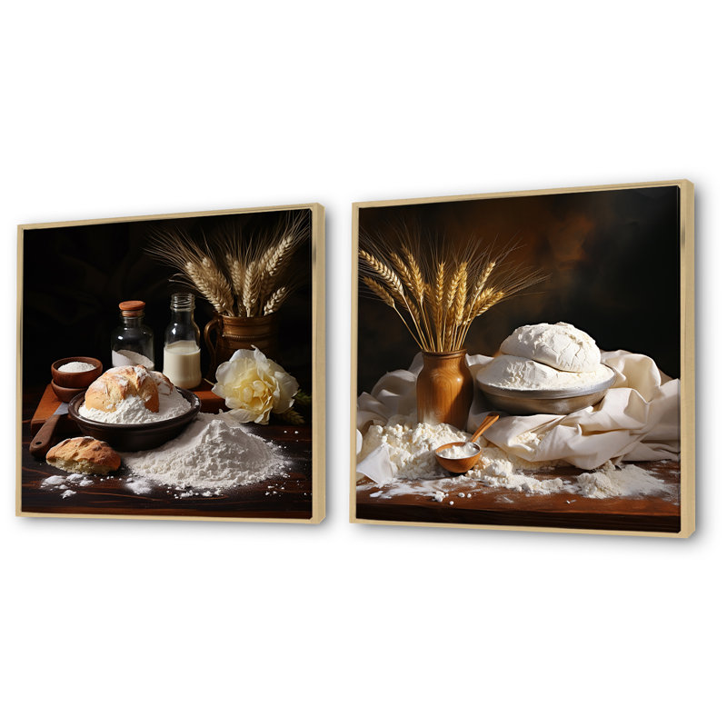 Ensemble de 2 reproductions d'art sur toile Baroque, Encadrement brun, H 30 po x l 61 po x P 1 po