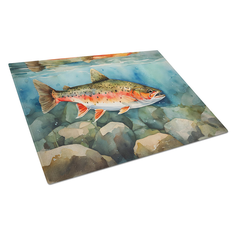Brook Trout Glass Cutting Board Large