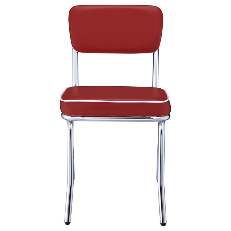Chaise d'appoint de salle à manger rembourrée Retro (ensemble de 2), Rouge