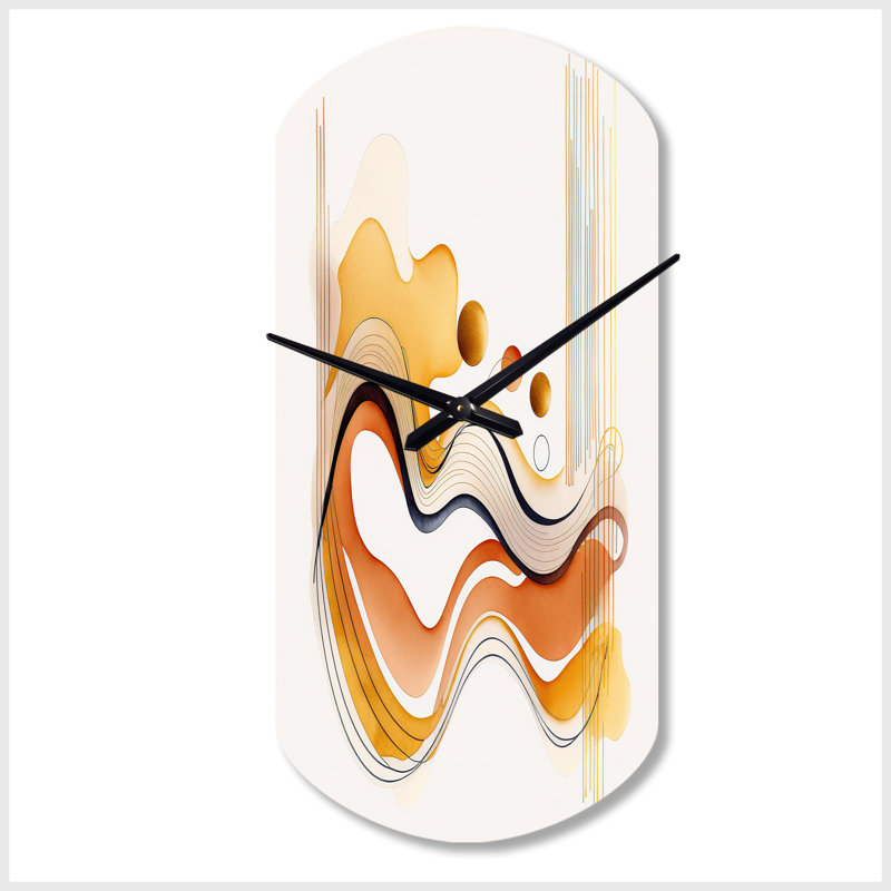 Horloge murale Burnt Orange Waves Abstract III - Minimalisme, Petit