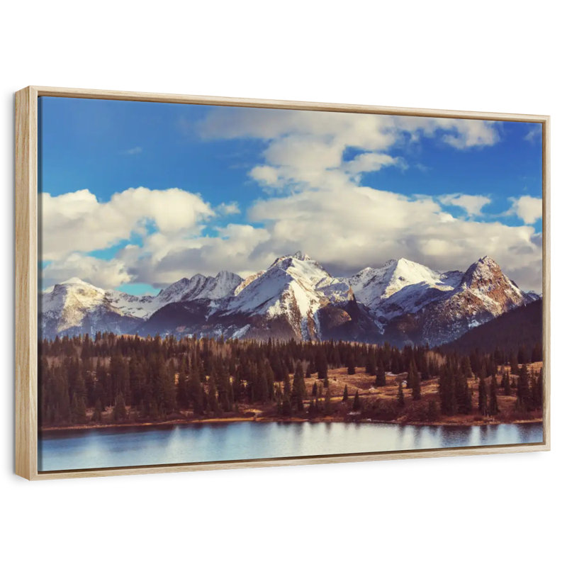Paysage de montagnes Rocheuses, Cadre flottant en bois naturel, 13 po x 9 po