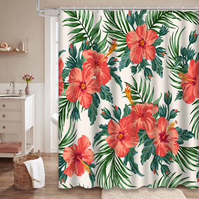 Rideau de douche imperméable à l'eau avec 12 crochets TropicLush Palm