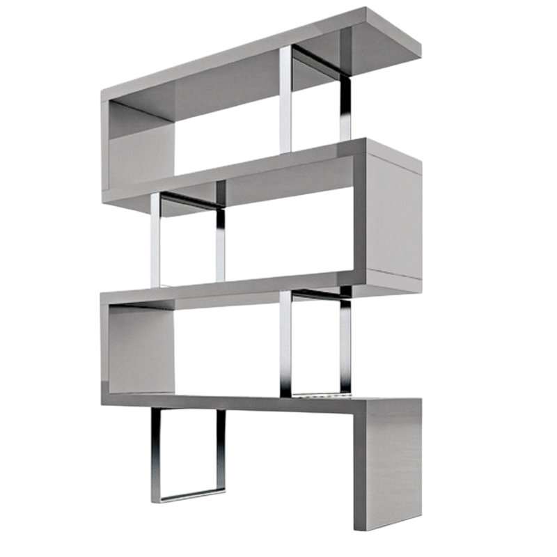 Bibliothèque étagère 67 "à trois niveaux en métal et bois, Gray