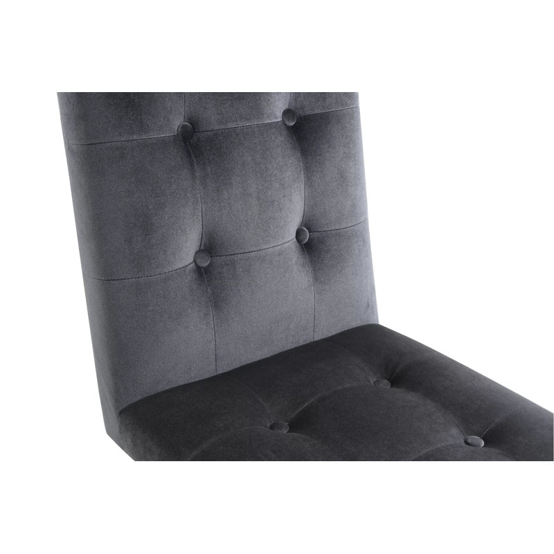 Chaise parsons rembourrée en velours capitonné Dantasia, Gris