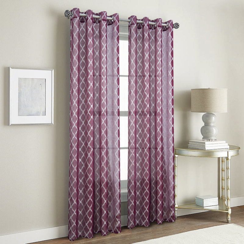 Mcardle Semi Sheer Curtain Single Panel, Burgundy