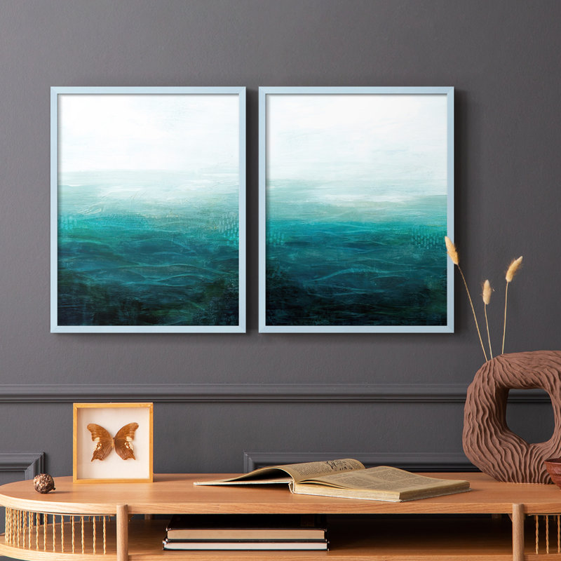 «Drifting Sea I», reproduction encadrée de qualité supérieure - prête à être accrochée - aucun clou requis - aucun clou requis