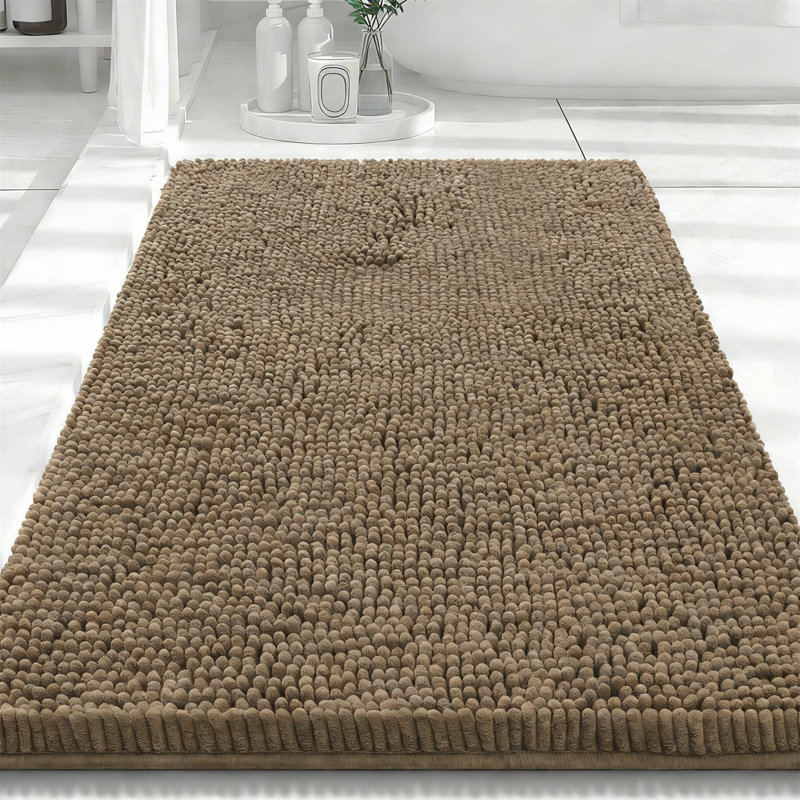 Luxury Chenille Bath Mat, Extra Soft Absorbent Shaggy Non-Slip Bathroom Rug, Camel, 30"X20", Yellow