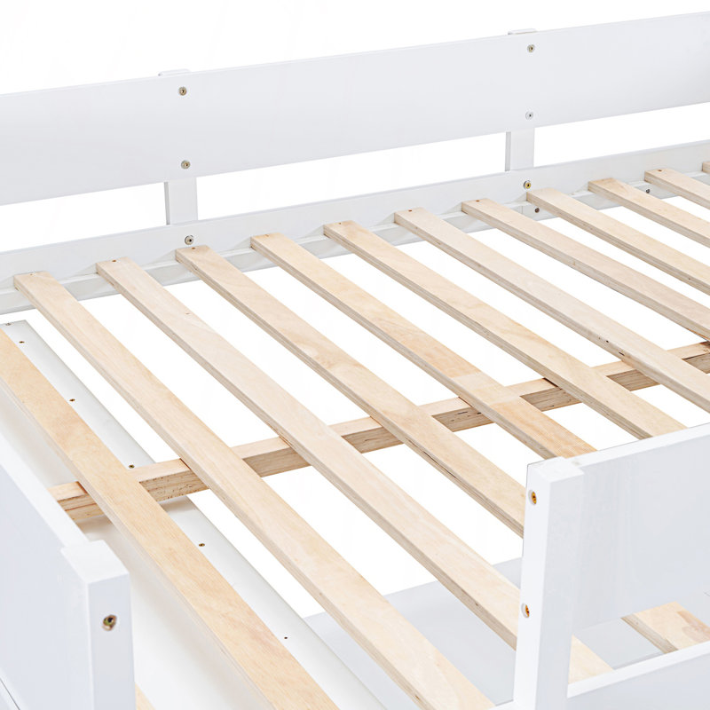 Lit mezzanine double avec bureau et tablette, Blanc