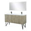 60 po X P 20 po D Ensemble de meuble-lavabo double rustique avec comptoir en quartz blanc, robinet en métal Miroir-119987251-119987252