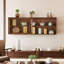 Minimalist Retro Brown Paulownia Wood Wall-Mounted Cabinet, Dual-Use Wall/Table Storage Shelf for Kitchen-2136642386