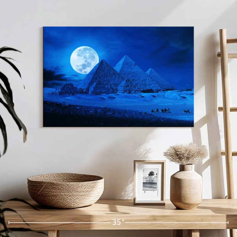 Pleine lune Adella au-dessus des pyramides, H 16 po x l 24 po