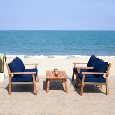 Arline Acacia 4 - Person Patio Conversation Set with Cushions