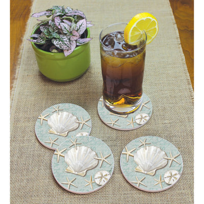 Stoneware Round 4 Piece Coaster Set