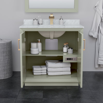 Strada 36" Freestanding Single Bathroom Vanity with Cultured Marble Top