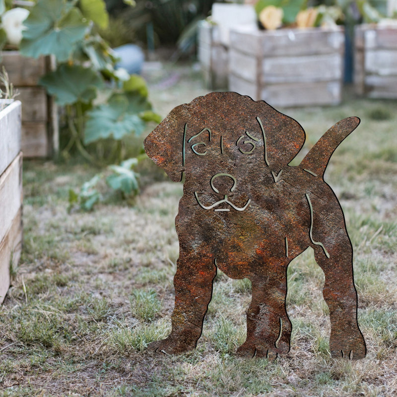 Objet de jardin décoratif peint à la main, couleur antique, 15,8 x 13,0 pouces | Fabrication 100% métal, épaisseur: 0,06 po | Aucun assemblage requis, œuvre d'art unique pour les espaces extérieurs, décor durable et élégant
