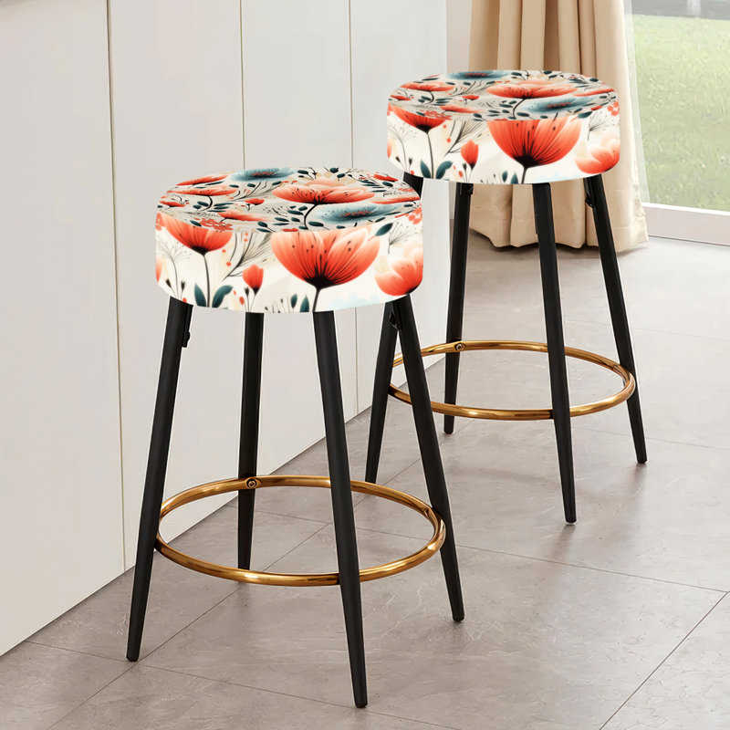 Ensemble de 2 tabourets de bar Vintage Romance Red Floral Bliss III