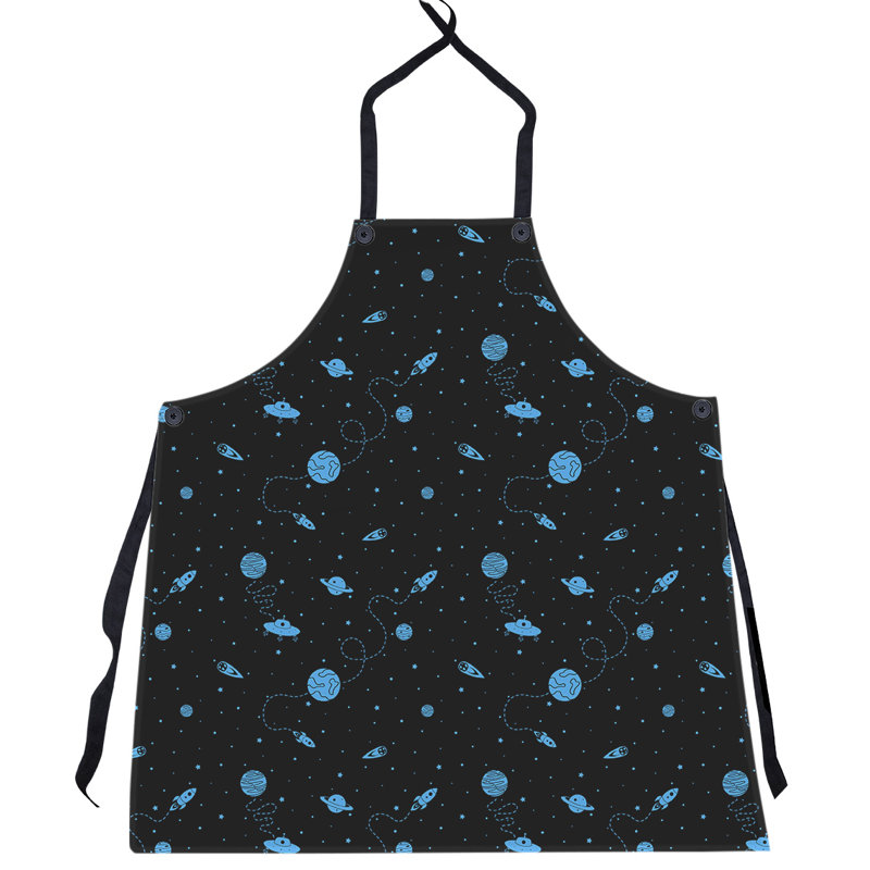 Tablier à motif extérieur espace, Noir / Bleu