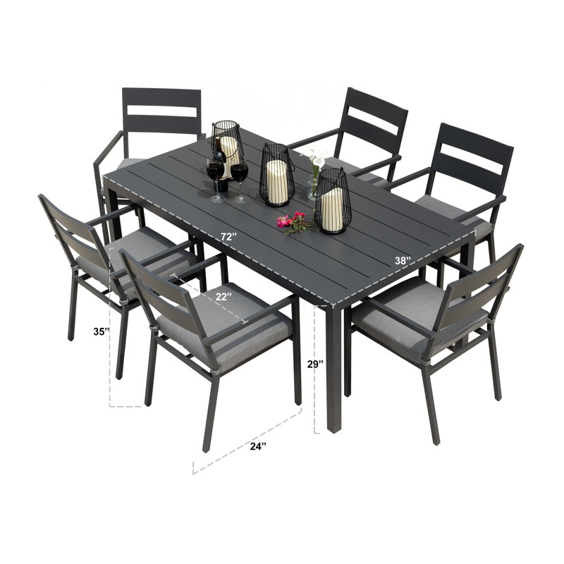 Zella 72.05'' Rectangular 6 - Person Outdoor Dining Set with Cushions, White