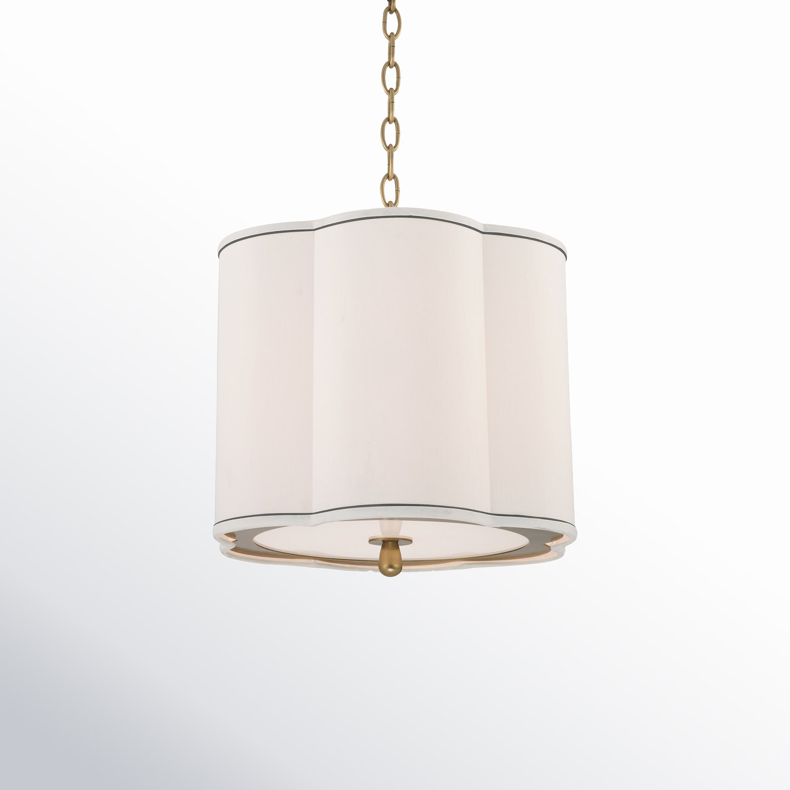 3 - Light Geometric Chandelier, Aged Brass