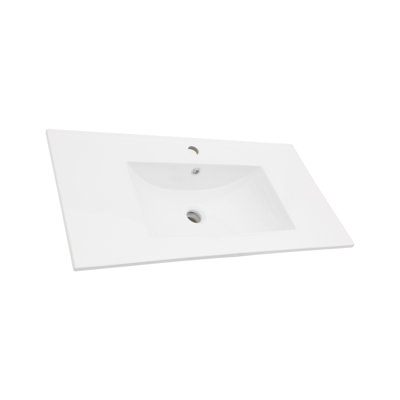 Comptoir de meuble-lavabo simple blanc 36 po x 18 po avec trou pour robinet et trop-plein | Idée de cadeau