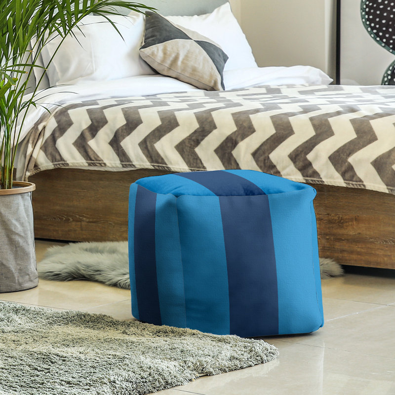 Repose-pieds cubique Tennessee, H 13 po x l 13 po x P 13 po, Bleu / Rouge