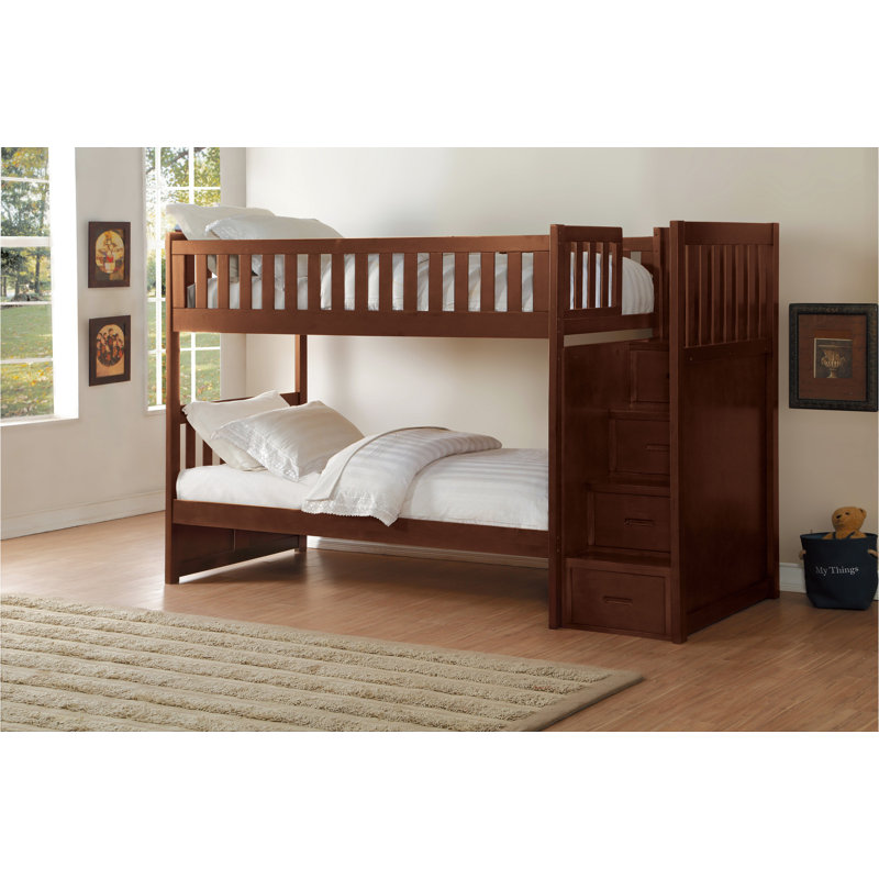 Stair Steps Bedroom Set, 5 Pieces: Bed, 2 Nightstands, Dresser, Mirror