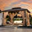 12ft W X 10ft D Aluminum Patio Hardtop Gazebo With String Lights