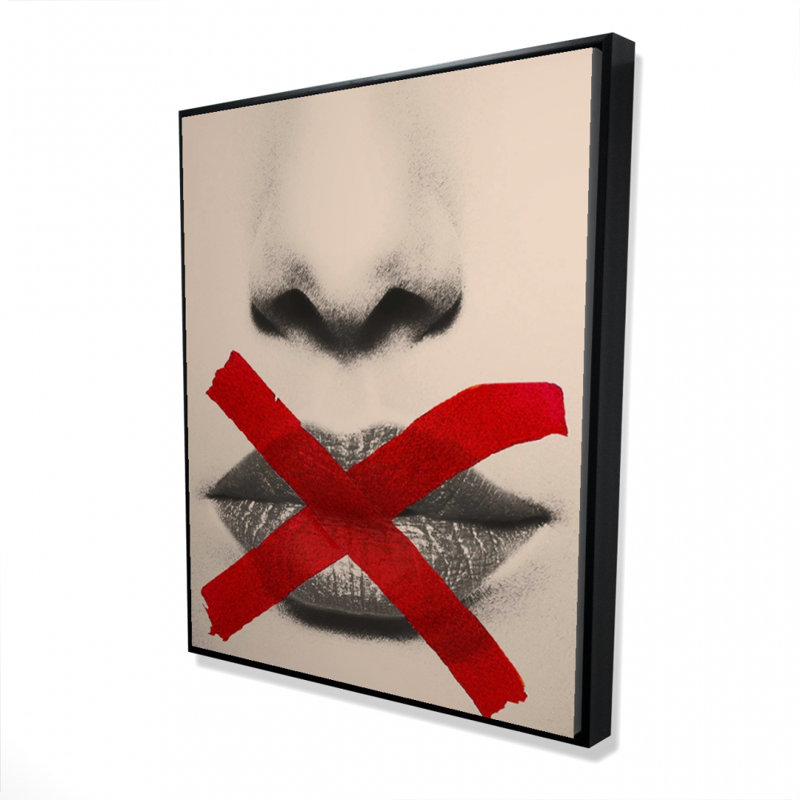 " Grayscale Lips With A Red X "