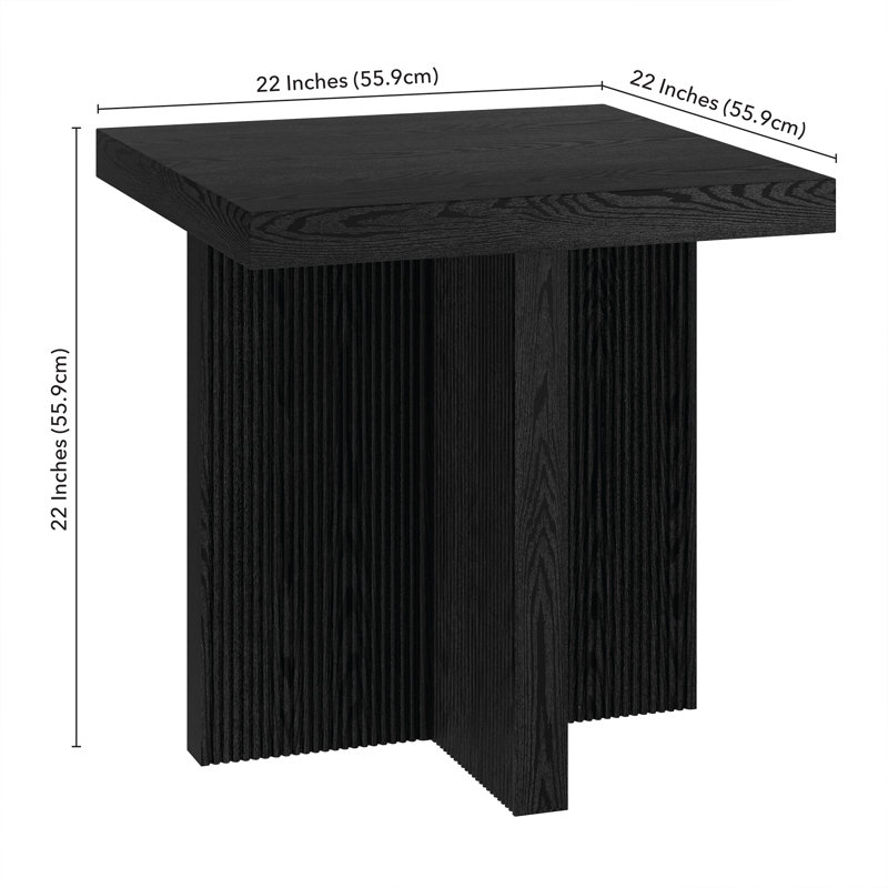 Kaia Side Table, Espresso Wood, Black