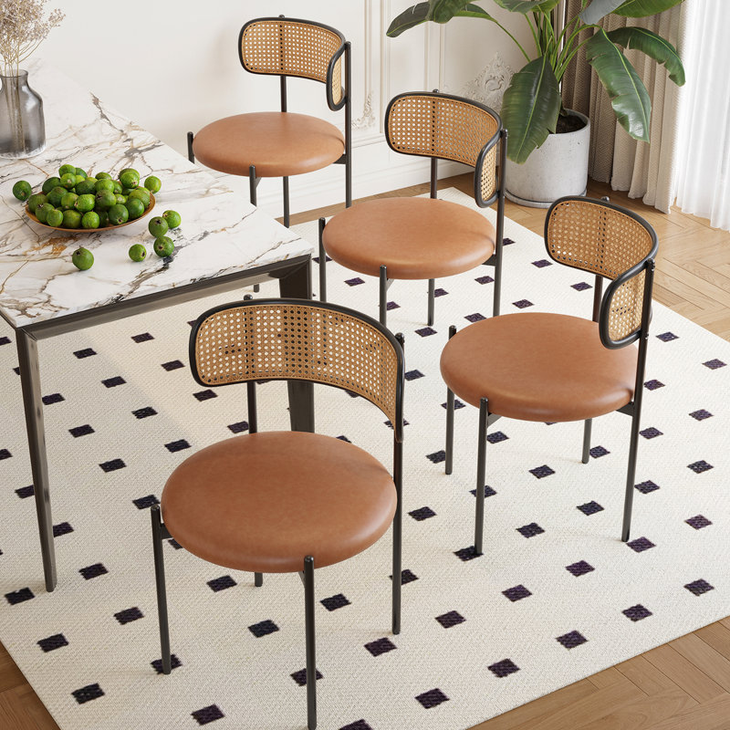 Chaise d'appoint rembourrée en similicuir, Brun