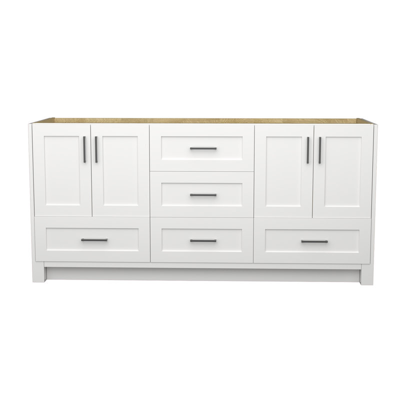 Meuble-lavabo double 72 po en bois massif, Blanc / noir mat