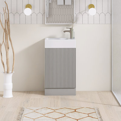 Ensemble de meuble-lavabo autoportant 18,6 po avec plateau en céramique 18,6 po