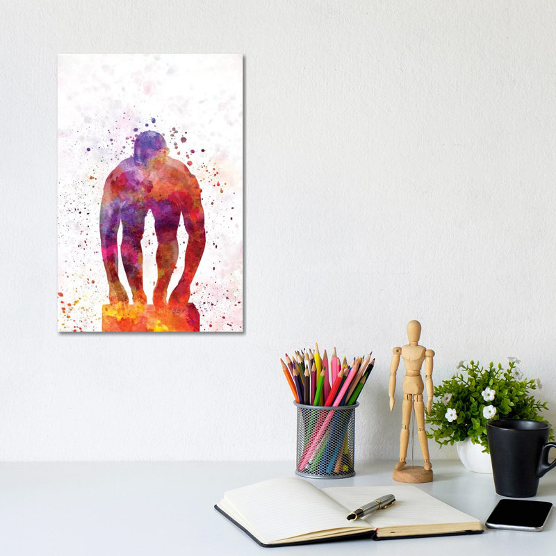 Swimming Silhouette VI by Paul Rommer - Wrapped Canvas Painting, 30.48cm H x 20.32cm W x 1.91cm D