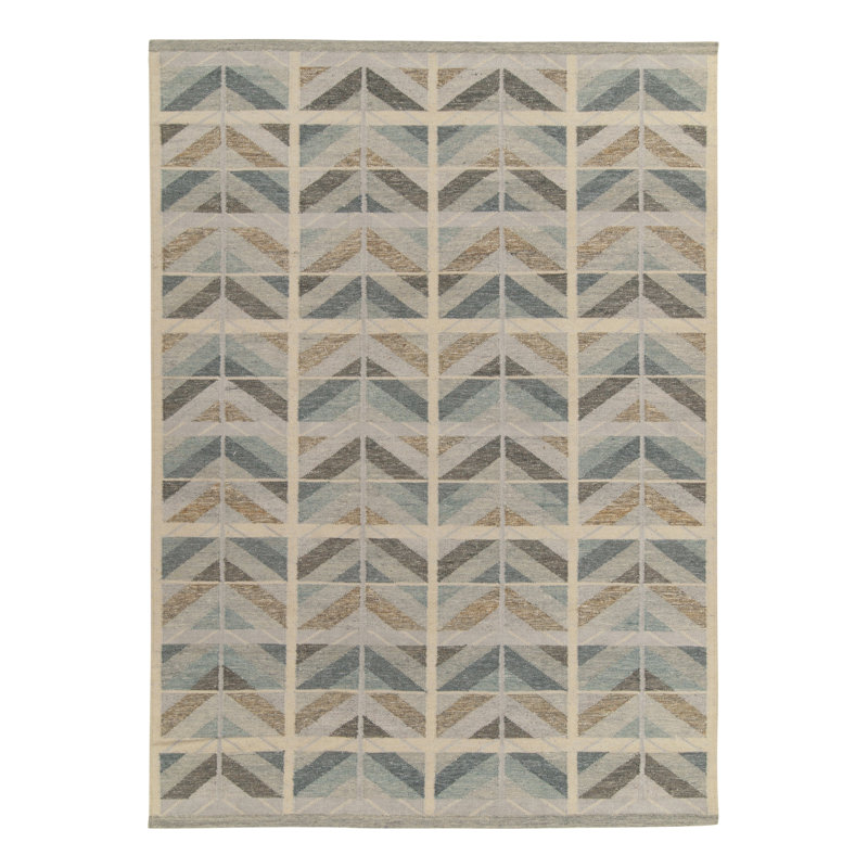 Scandinavian Wool Geometric Area Rug, Rectangle 8' x 10'
