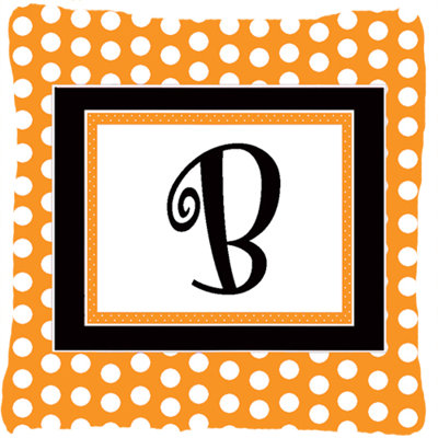 Monogramme Initial Orange Polkadots intérieur/extérieur Throw Pillow