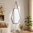 18x1.6x31.5" Black and Silver Hexagonal Wall Mirror with Hanging Leather Strap