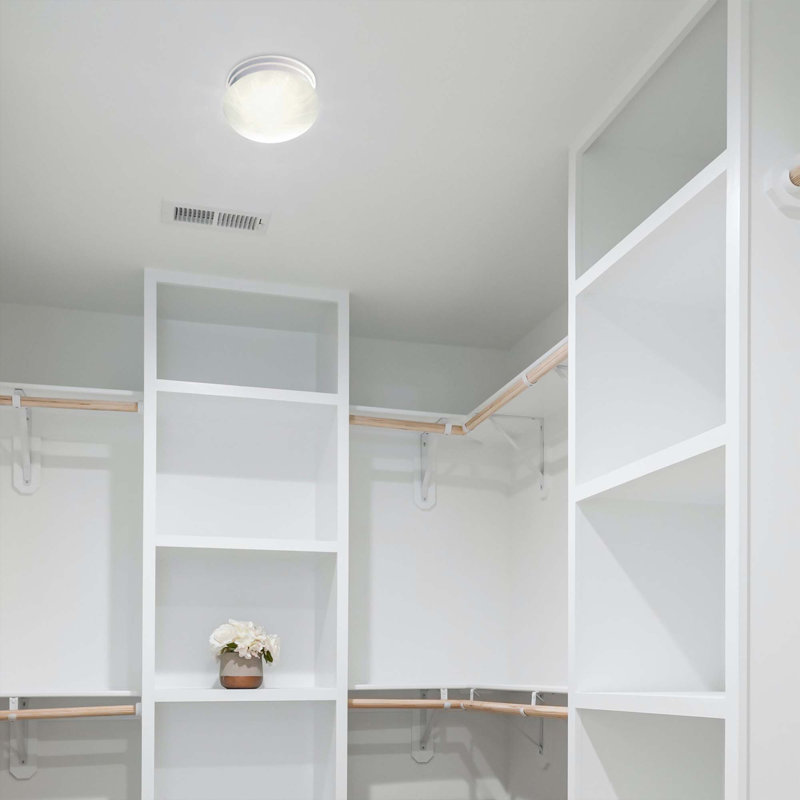 Plafonnier encastré rond blanc simple 1 lumière avec abat-jour en verre albâtre Pitkin, Blanc