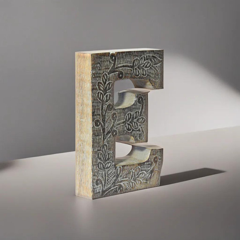 Haddam Text & Numbers Letter Block, Gray, E