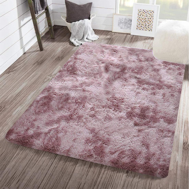 Tapis rose à poils longs Darric, Rectangle 6 pi x 8 pi