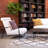 Jhancarlos Upholstered Accent Chair with Black Steel Frame and Leather-Wrapped Arms