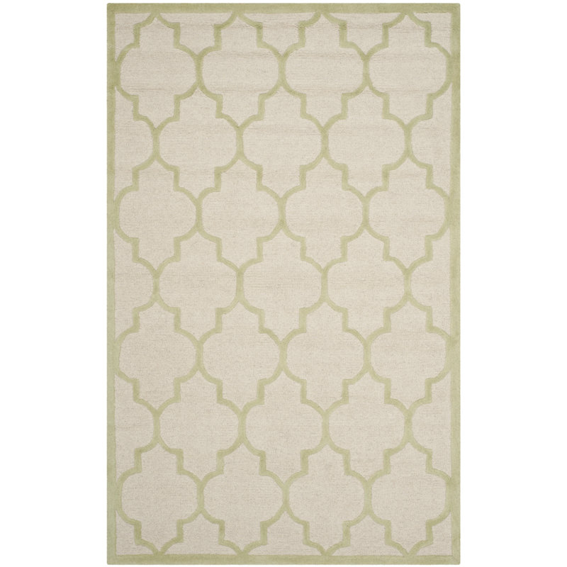 Rotteck Geometric Wool Hand Woven Area Rug, Rectangle 122 x 183 cm
