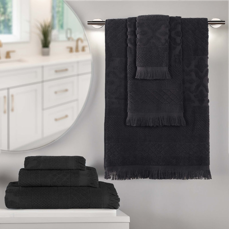 Serviette de bain Rolla, Noir, noir, noir, noir, Ensemble de serviettes 6 pièces