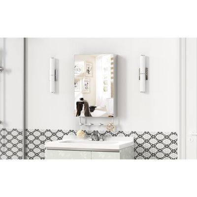 Armoire à pharmacie 16 po x 24 po en aluminium avec miroir, tablettes réglables, charnières silencieuses, assemblage facile pour les articles de toilette, fixation en surface, aluminium de haute qualité, tablettes multiples