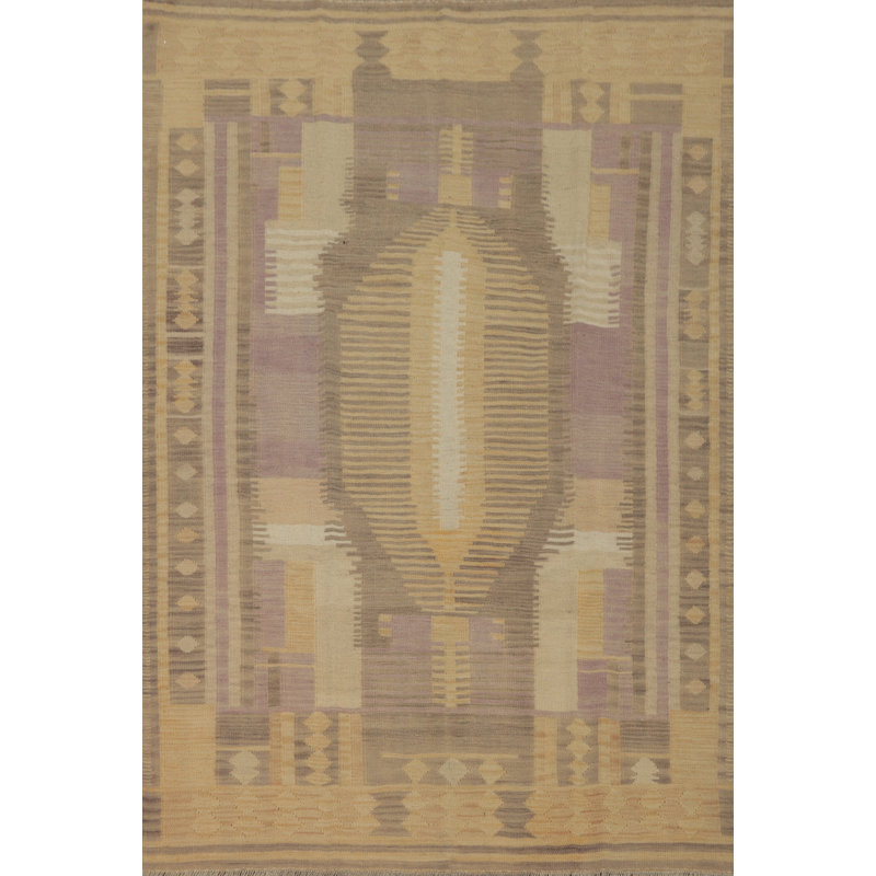 Tapis kilim en laine pastel tissé à la main 5 x 7
