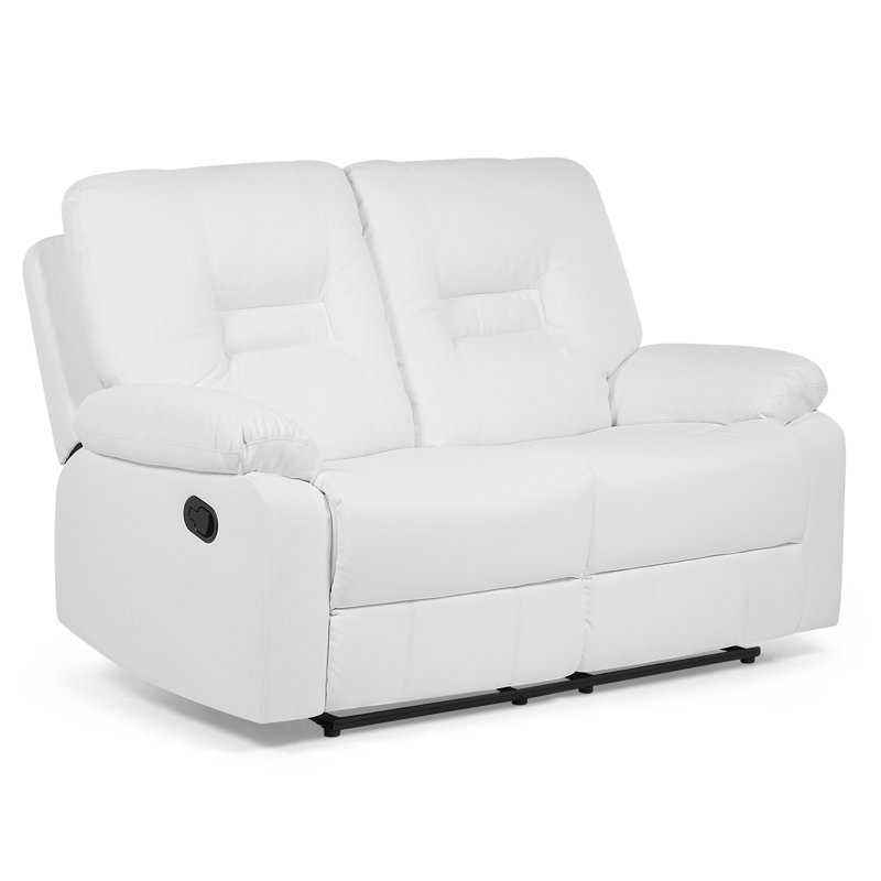 Bergen Faux Leather Reclining Loveseat, White
