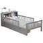 Structure de lit simple avec tête de lit avec support de rangement, deux tiroirs sous le lit, garde-corps à trois côtés pour plus de sécurité, gris-701192025