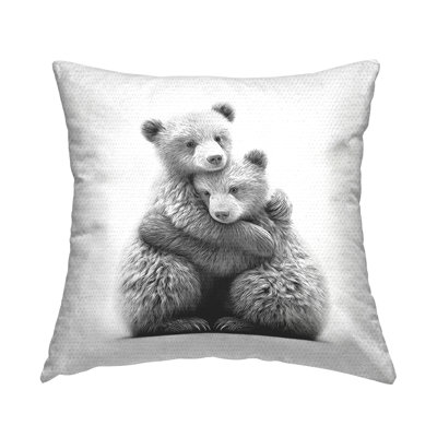 Two Hugging Bears Printed Outdoor Throw Pillow Design by Annalisa Latella