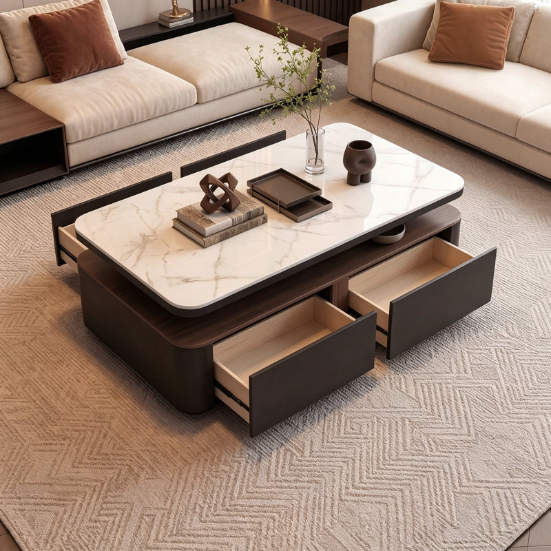Table basse en ardoise Modern Simplicity Leisure, H 16,92 po x l 55,11 po x P 27,55 po, Gris clair / noir