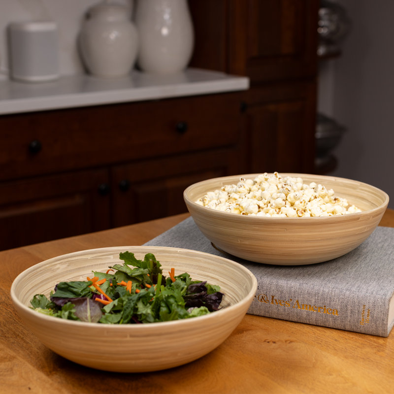Lexa Bamboo Salad Bowl Set,  Bamboo, Beige